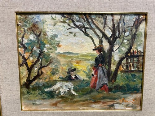 quadro dipinto ad olio paesaggio di orlandi donne in giardino - Foto 3 di 11
