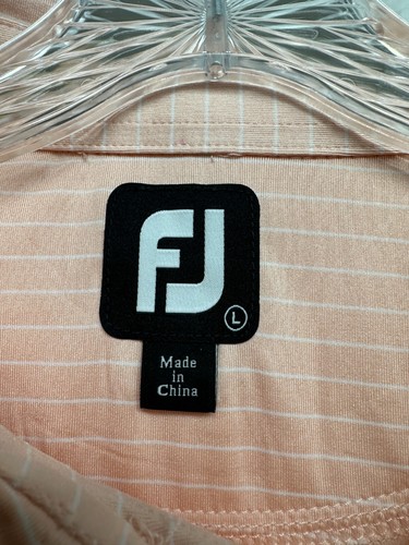 NWT FootJoy Shirt Men's L Stretch Classic Pencil Stripe Pink/ White Golf Polo - Picture 4 of 11