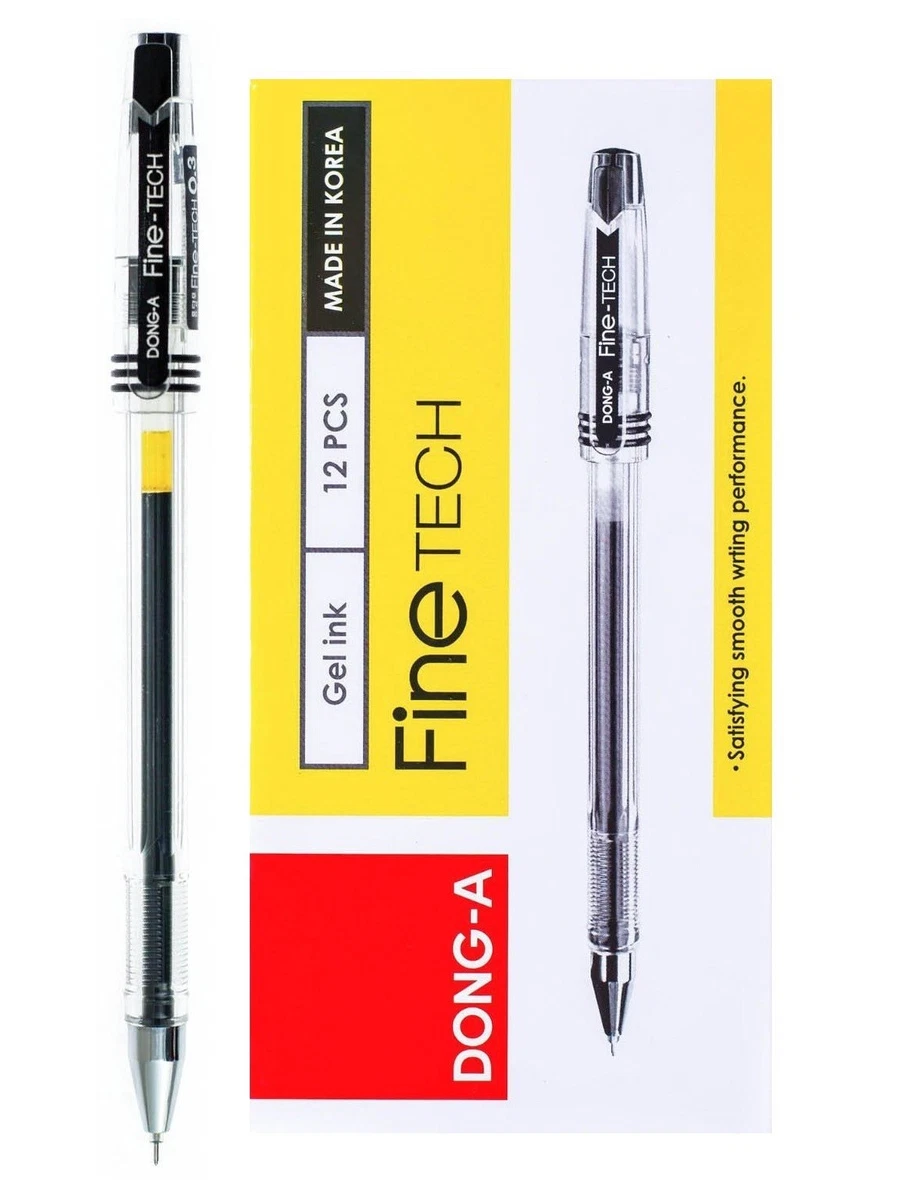 DONG-A Fine-Tech Excellent Writing, 0.3 mm, Gel Ink Roller Ball Pens, Black