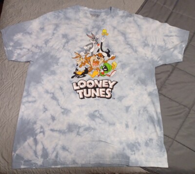 Looney Tunes Team Tie Dye Mens Shirt Sz L Bugs Bunny 100 % Cotton Gray New