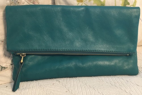 FOSSIL Turquoise Teal Leather Fold-Over 