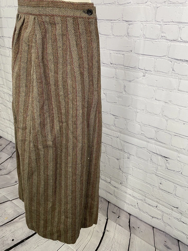 Falda recta midi de lana multicolor plisada espiga a cuadros vintage 0 EE. UU. Foto 3 de 4