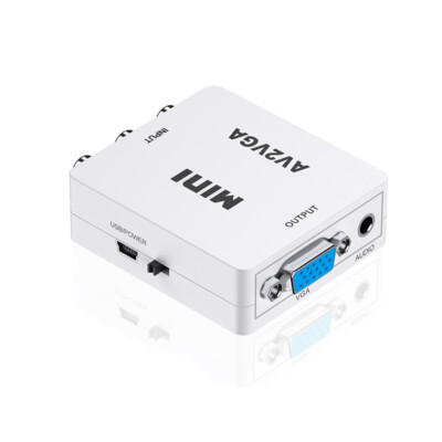 1080P RCA AV To VGA Video Converter Audio Adapter AV2VGA CVBS for PS2 DVD To TV