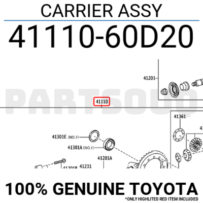 4111060D20 Genuine Toyota CARRIER ASSY 41110-60D20 | eBay