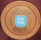 Vintage Molson Golden On Tap Barrel Head Beer Sign - Hard Foam Man Cave Bar
