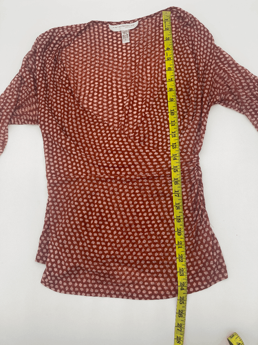 Diane von Furstenberg Maternity Top Cross Over V Neck Sz L Red & White AS IS - Picture 5 of 10
