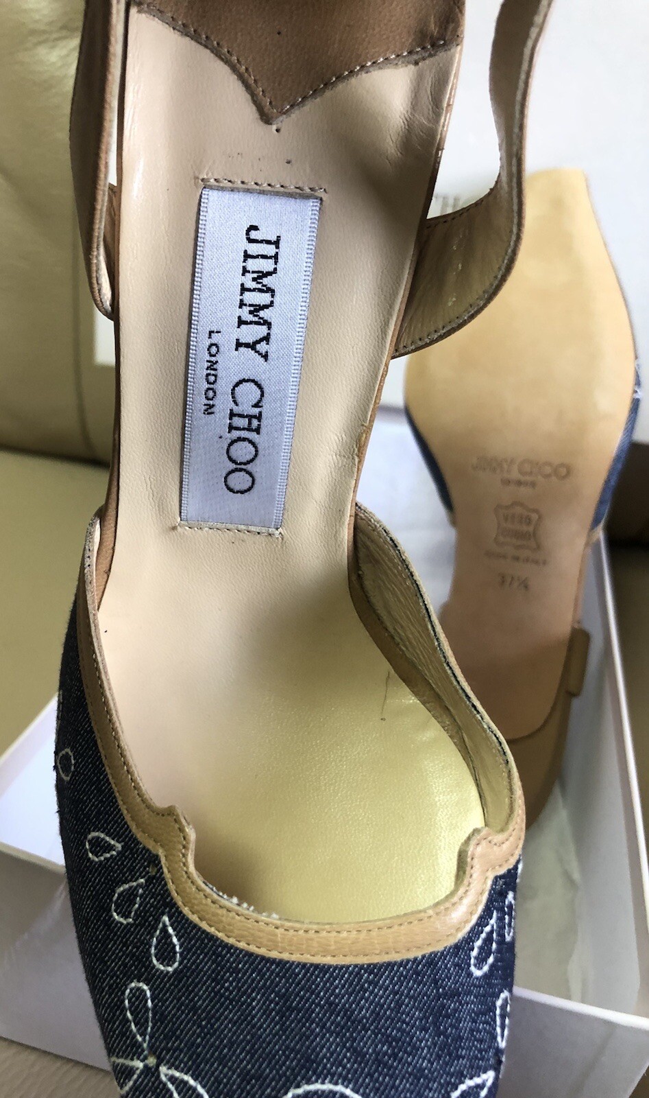 Women’s Jimmy Choo Silk Satin White Sling back Size UK 4.5 EU 37.5 Never Worn image 4
