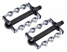 CHROME/BLACK Custom Bicycle Pedals FLAT TWISTED 1/2" Spindle Lowrider Cruiser