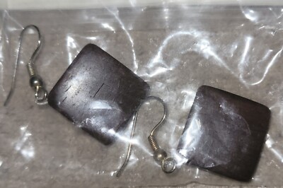 Square Wood Beads Pierced Earrings