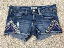Mudd Jean Shorts Juniors Size 1 Stretch Distressed Denim waist 29"x2