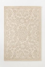 Luxurious Hand-Tufted Wool Rug Ivory Floral Pattern Classic Home Decor