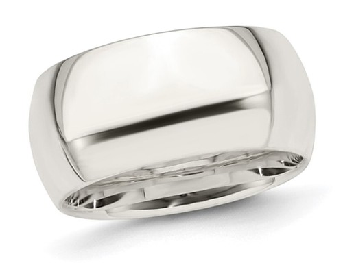 Mens Sterling Silver 10mm Comfort Fit Wedding Band Ring