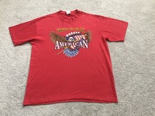 VTG 90's Single Stitch Proud To Be American Eagle Flag Logo T Mens Sz XL Red USA