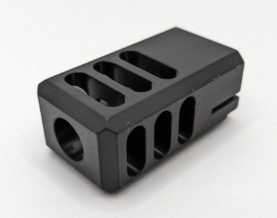 9mm 9-Port 1/2-28 Muzzle Brake Compensator Anodize Black - no counterbore