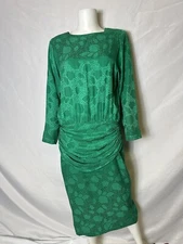 vintage Holt Renfrew Green silk dress W  pattern Size 8