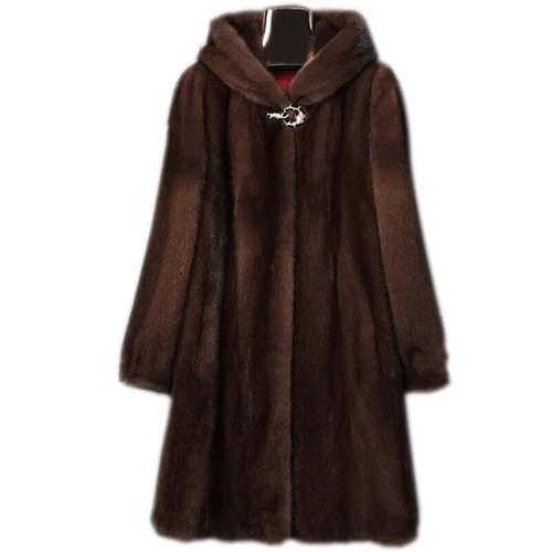 Women's New Mink fur Coat Long Hooded Casual Winter Warm faux fur Jacket - Bild 7 von 14