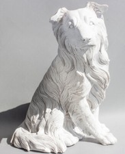 Unpainted Shepherd Memorial Statue Garden Longhaired Dog Funeral Pet Grave Decor