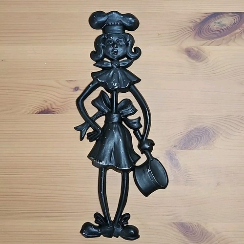 Metal Wall Art Decor Vtg 1971 Sexton Woman Chef Cook Housework USA MCM Shabby - Picture 2 of 10