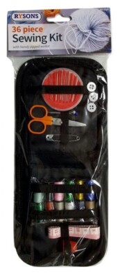 36 teiliges Nähset Einfädler Schere Klebeband Fingerhut Knöpfe Nadeln Zuhause Reise