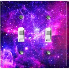 Metal Light Switch Cover Wall Plate Purple Universe Stars