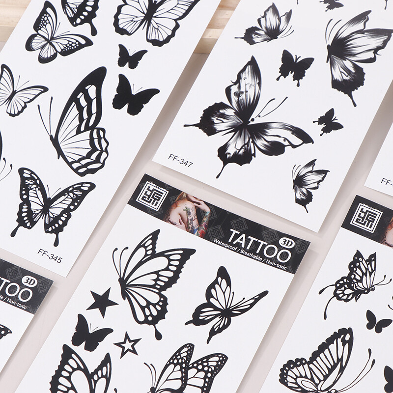 Black Butterfly False Tattoo Sticker For Women Temporary DIY Water
