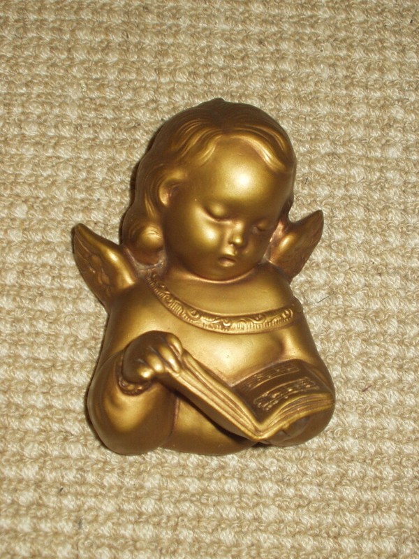  Alexander Backer Chalk Ware/Plaster - Gold Angel with Book