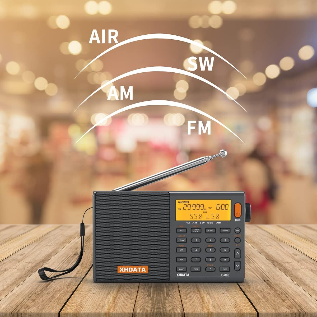 XHDATA D-808 Portable Digital Radio FM AM SW SSB Airband Receiver