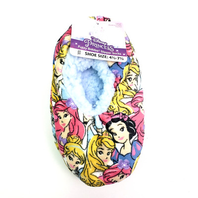 Fuzzy Babba Disney Princess Toddler Girls Size 4.5-7.5 Pink Slip On Slippers