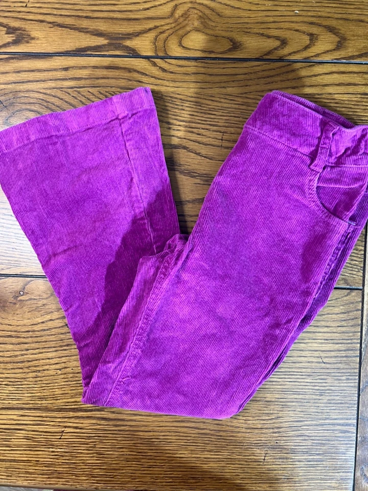 Mini Boden Purple Corduroy Pants EUC Girls Fine Cord Adjustable Waist Size 7 - Image 2 of 3