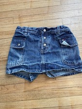 Girl 6 Skort Tommy Hilfiger Blue Denim Adjustable Waist Button Closure
