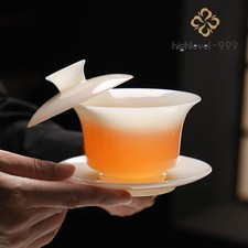 Jade Gaiwan Ice-type Ceramic Teacups 200ml 6.8oz Thin Tea Bowl Kungfu Tea Set