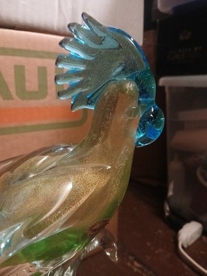 Vintage Large MURANO Glass Parrot Cockatoo with Gold Flecks