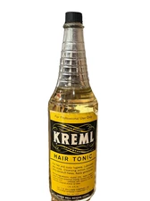 Vintage 1950s KREML Hair Tonic Glass Bottle Hair Barber Shop Salon