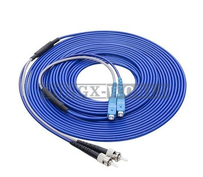 200M Armored Fiber Cable SC UPC to ST UPC SM 9/125 Duplex Fiber Optic Patch Cord