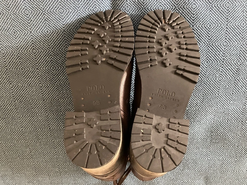 POLO Ralph Lauren Brown Leather & Shearling Lined Boots 9 B Made In Italy New - Image 4 of 4