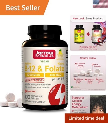 Vitamin B12 and Folic Acid Supplement - Veggie, Lemon Flavored, 100 Count