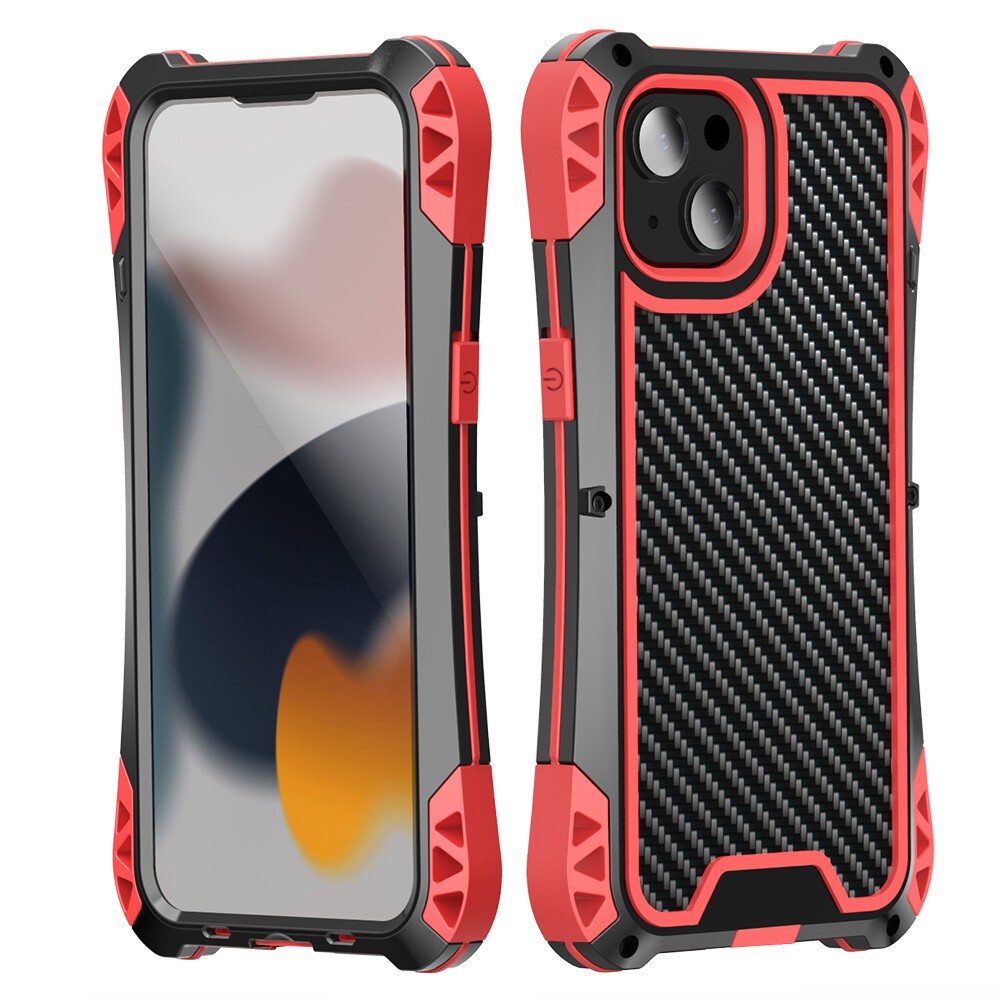 Fr iPhone 13 mini Pro Max Case Carbon Fiber Aluminum Silicone Metal Bumper Cover