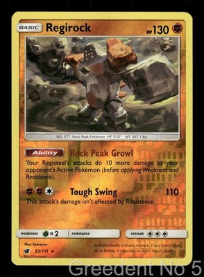 Regirock 53/111 Rare Crimson Invasion Pokemon Reverse Holo Lightly Played