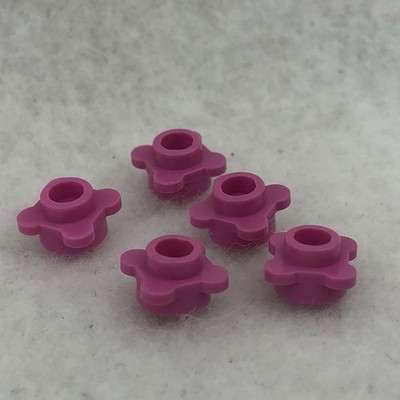 LEGO 33291 Dark Pink Plate, Round 1 x 1 W/ Flower Edge (4 Knobs / Petals) (x5)
