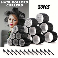 30Pcs/Set Heatless Hair Styling Kit Self-Grip Rollers with 18Pcs Hair Rollers an