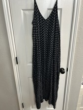 Lulus Womens Black V-Neck Spaghetti Strap Floral Backless Maxi Dress Size S/M