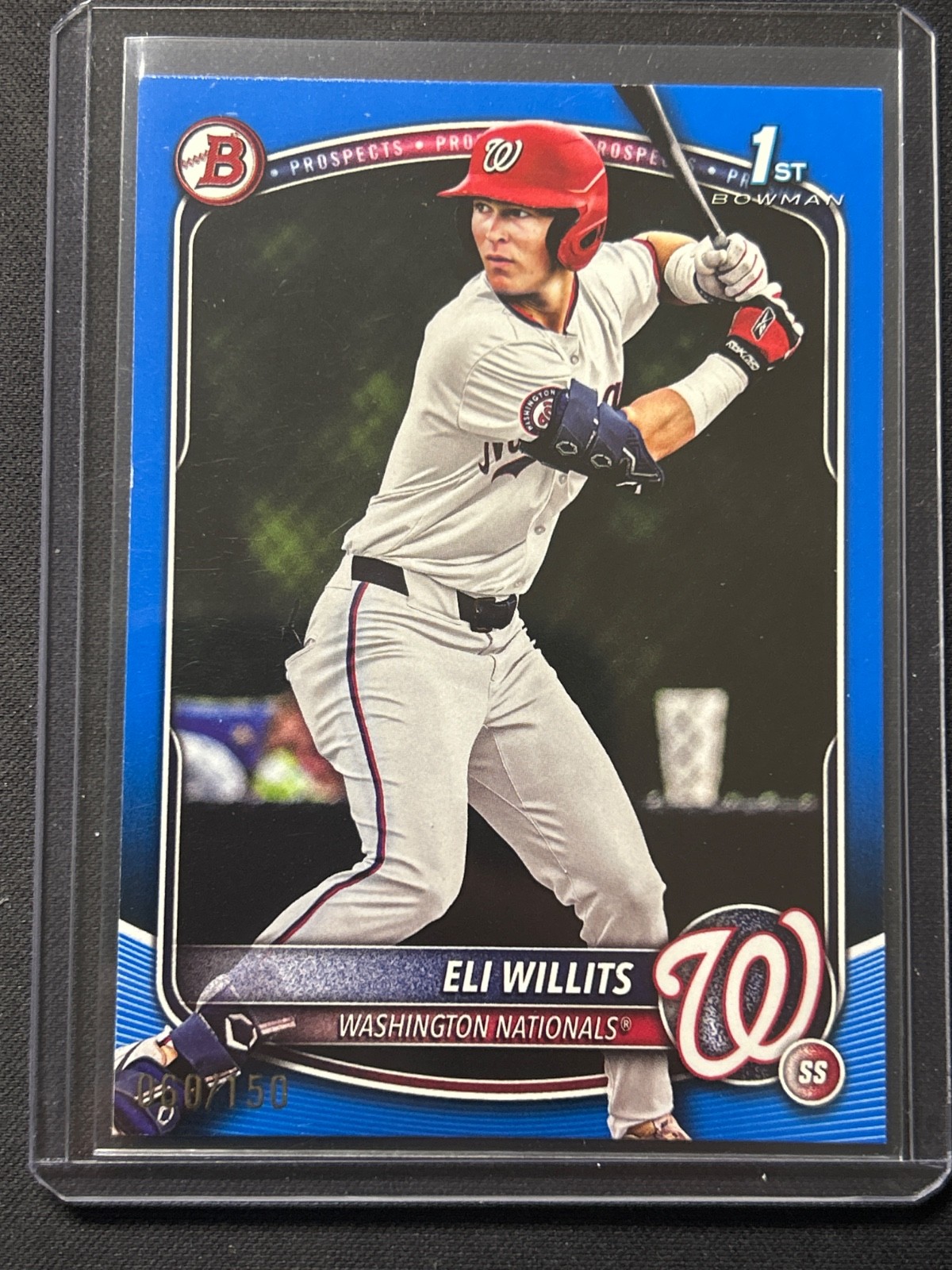 ELI WILLITS 2025 BOWMAN DRAFT 1ST BLUE BORDER PAPER NATIONALS /150 Q6252