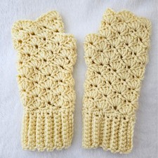 Fingerless Gloves Handmade Crochet Wrist Length Ivory Easy Driving Texting