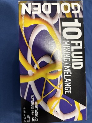 Golden, 10 X 1oz Fluid Mixing Artist Acrylics NIB