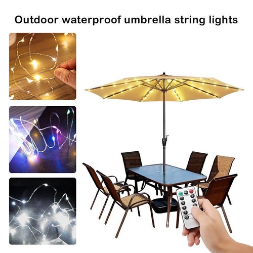 Lichterkette Für Sonnenschirm Beleuchtung Garten Ampelschirm Schirmkette 104-LED - Bild 5 von 15