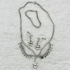Rhinestone Jewelry Set Necklace Bracelet Earrings Wedding Bridal