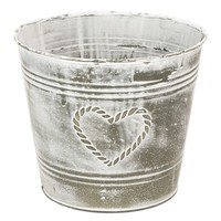 Blumentopf Deko Metall HerzpräGung Shabby Chic Stil