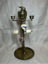 Antique Sewing Stand 19th Century Brass Cockatoo w/ Thimble And Needle Holder