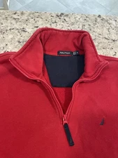 Nautica Sweater Men’s XL Quarter Zip Red Pullover