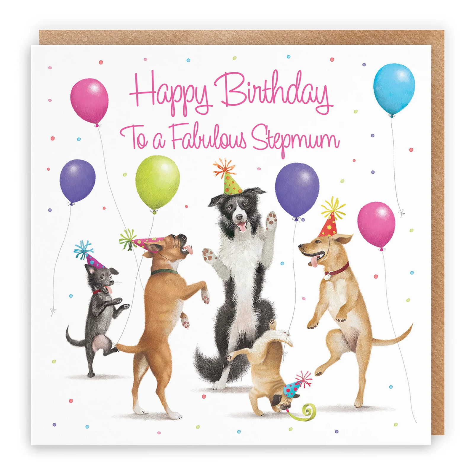 Stepmum Birthday Card Dancing Dogs Milo's Gallery
